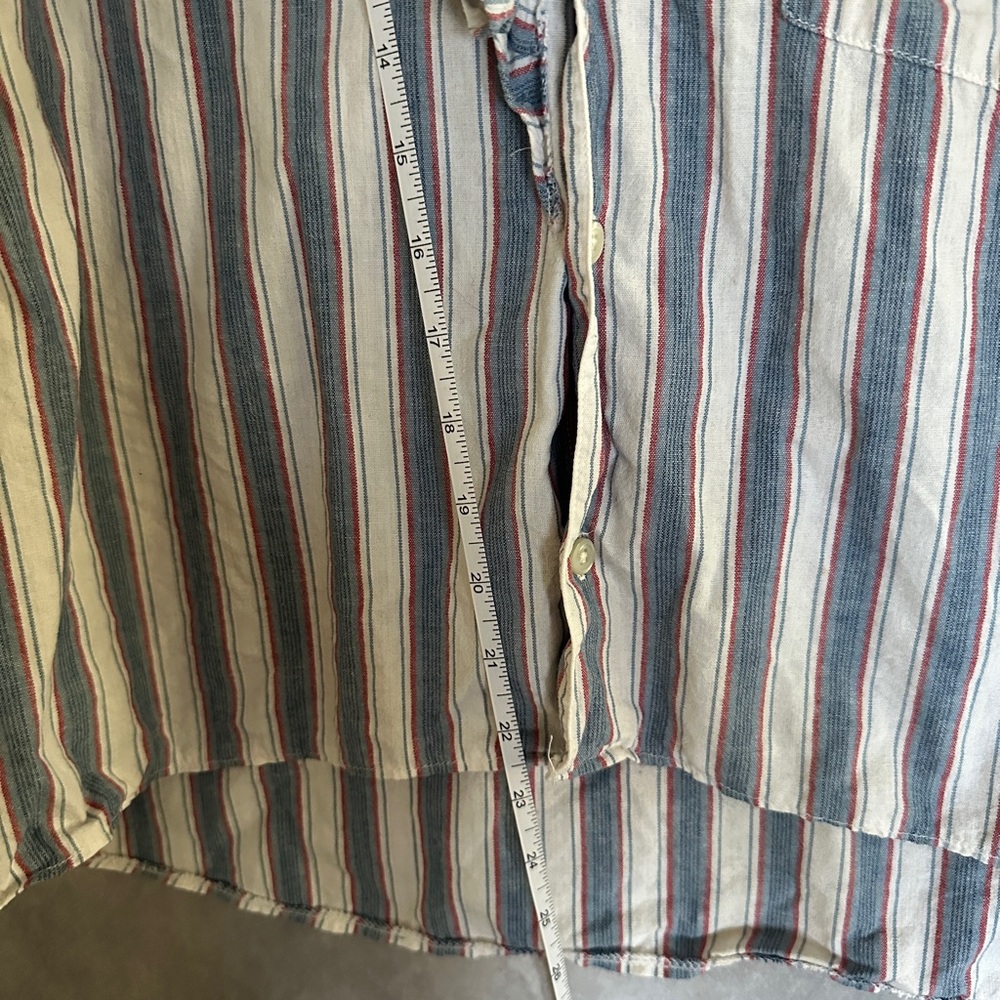 Vintage Banana Republic Safari & Travel Clothing Co Blue & White Striped Blouse - Picture 6 of 6
